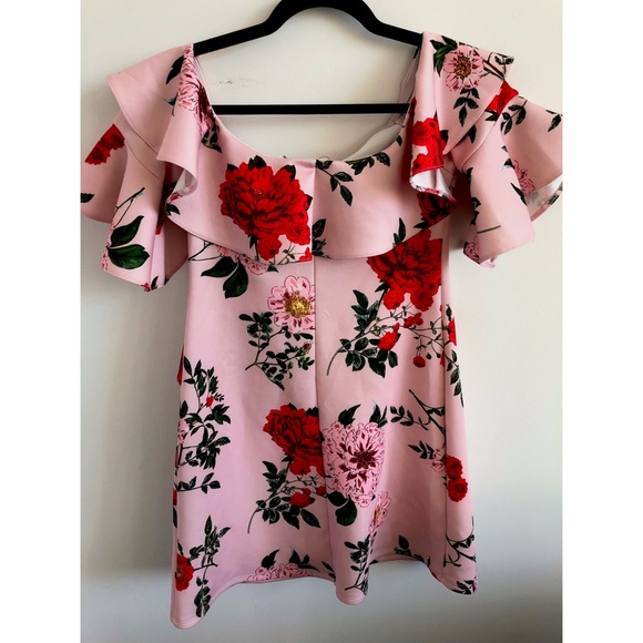 Off Shoulder Pink Floral Dress - Picture 2 of 4